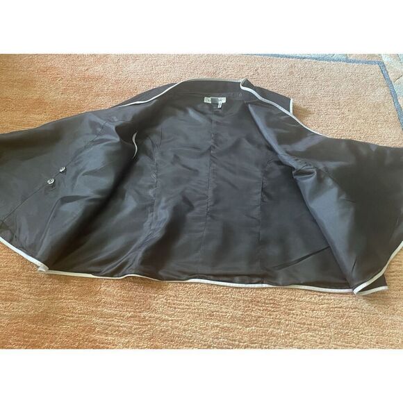 Lino USA Black Linen Blend Wrap Vest Top 3X Plus Size Tie Waist Contrast Trim - Picture 4 of 7